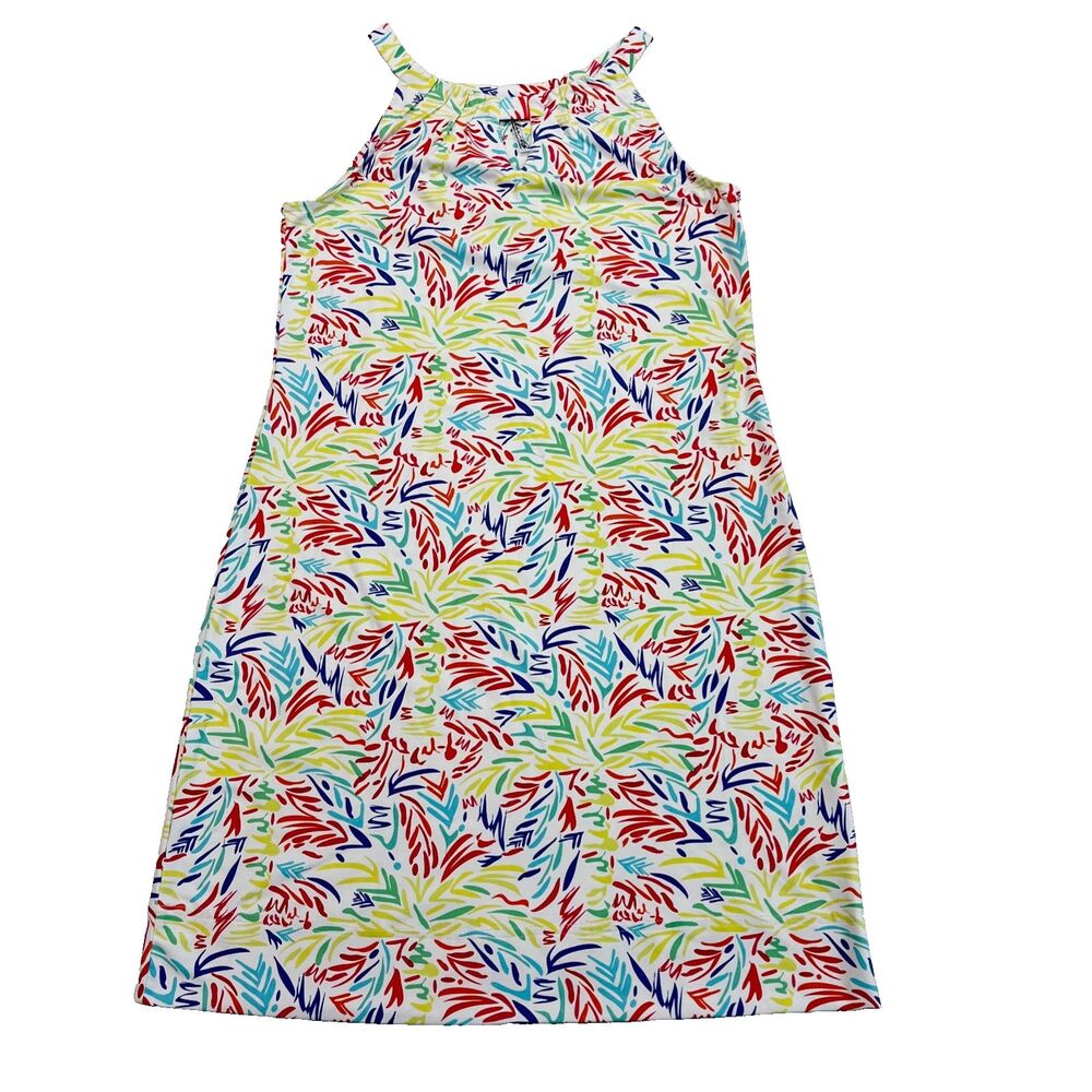 Lulu B Keyhole Halter Dress UPF Stretch Colorful Print Womens XS Resort‎ Beach